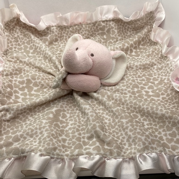 Carter’s Plush Pink Elephant Lovey Security Blanket Rattle Hearts - Picture 1 of 8